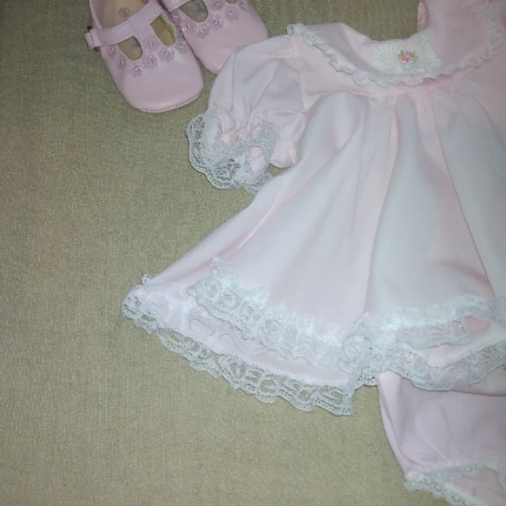 Vintage Pink Baby Dress with Lace Trim - Picture 8 of 8